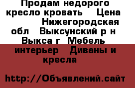 Продам недорого кресло-кровать. › Цена ­ 3 500 - Нижегородская обл., Выксунский р-н, Выкса г. Мебель, интерьер » Диваны и кресла   